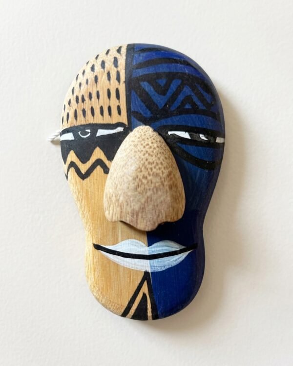 Bamboo Mask Painting #2 - Hand-Painted on Bamboo (approx 4 Inches Height)