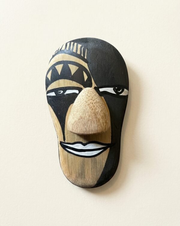 Bamboo Mask Painting #4 Hand-Painted on Bamboo (approx 4 Inches Height)