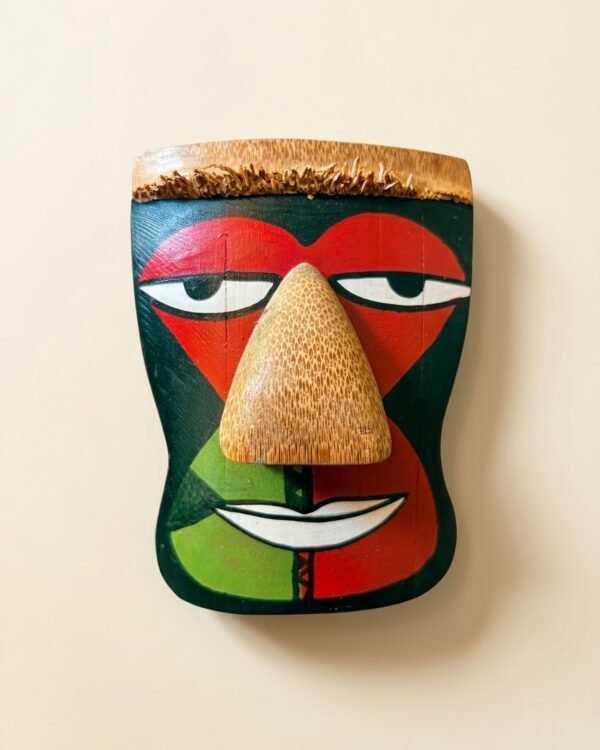 Bamboo Mask Painting #9 Hand-Painted on Bamboo (approx 5 Inches Height)