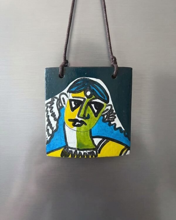 Chains / Bag tag - Rectangular #4 - Bamboo Hand Painted