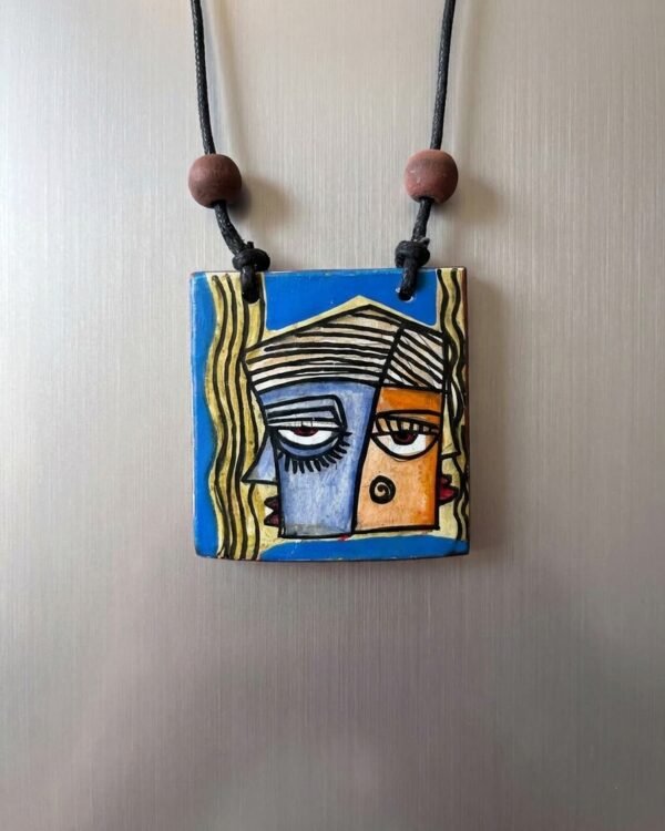 Chains / Bag tag - Rectangular #5 - Bamboo Hand Painted