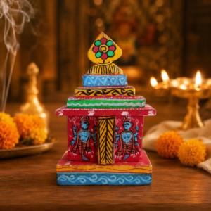 Handcrafted Wooden Jagannath Temple | Traditional Indian Miniature Jagannath Mandir Décor