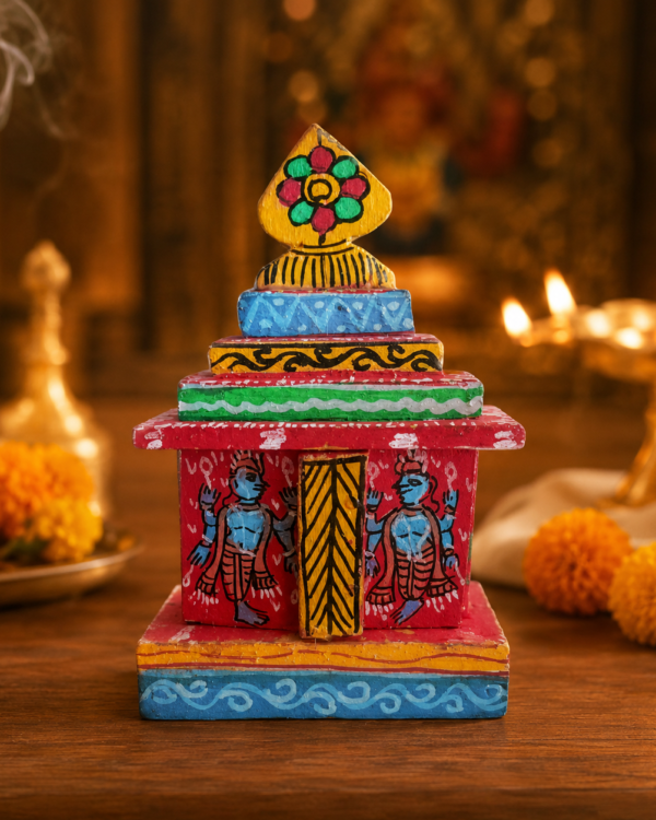 Handcrafted Wooden Jagannath Temple | Traditional Indian Miniature Jagannath Mandir Décor