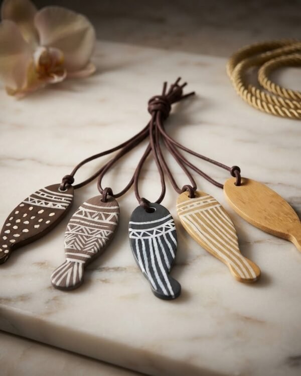 Chains / Bag tag- Fish - Bamboo Hand Painted