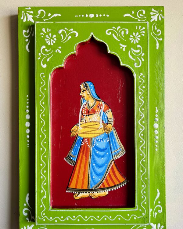 Handpainted Ladies Dholak - Wooden Wall Frame (8inch * 12 inch)