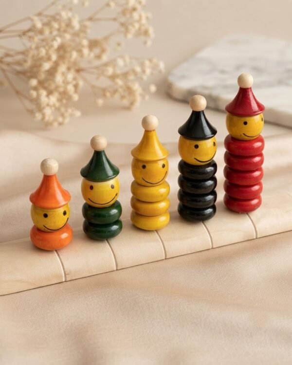 Channapatna Colourful Abacus Toy - Wooden (5 Heads Counting 1 to 5, 8 Inch * 5 Inch)