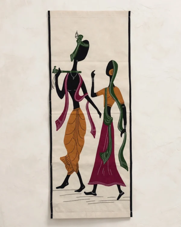 Pipli Applique Cloth Art - #3 Radha Krishna - Big 15*36 inches - Unframed