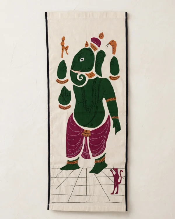 Pipli Applique Cloth Art - #4 Ganesh - Big 15*36 inches - Unframed
