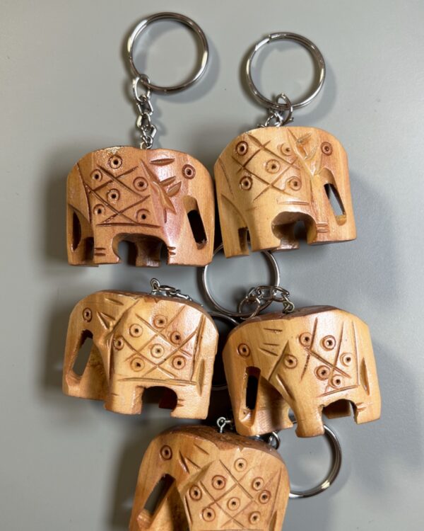 Elephant Natural - Wooden Key Chain