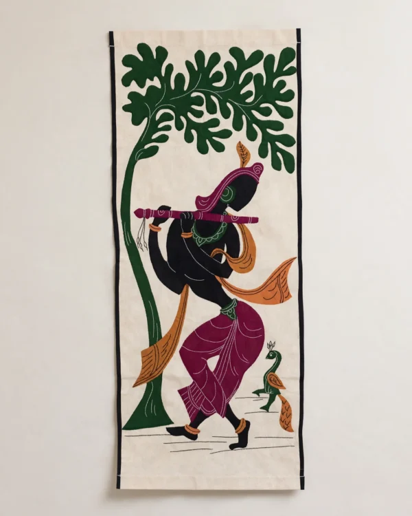 Pipli Applique Cloth Art - #2 Krishna - Big 15*36 inches - Unframed