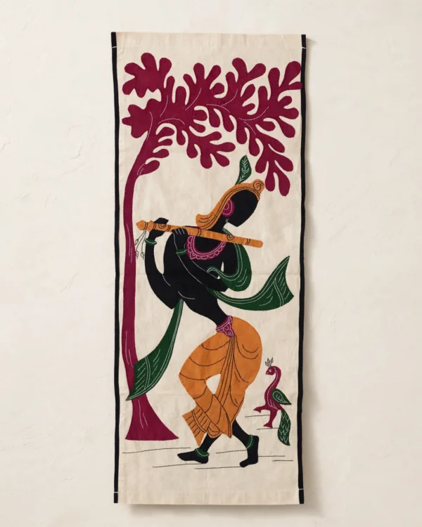 Pipli Applique Cloth Art - #1 Krishna - Big 15*36 inches - Unframed
