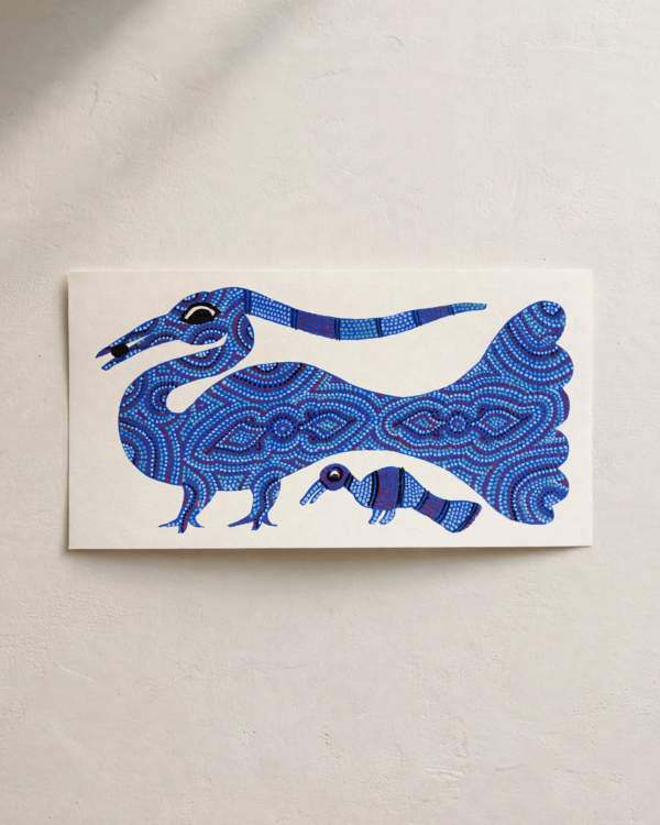 Bhil Art #35 - Peacock Blue - 5.5*11 inches - Hand Painted In Paper - Unframed