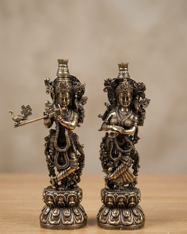 Radha Krishna Ji Idol – Standing Pose - Brass - (8 inch approx)