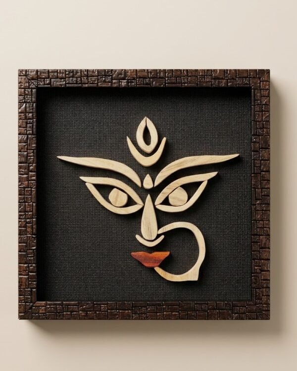 Durga Maa Face - Wooden Inlay Painting (8"*8")