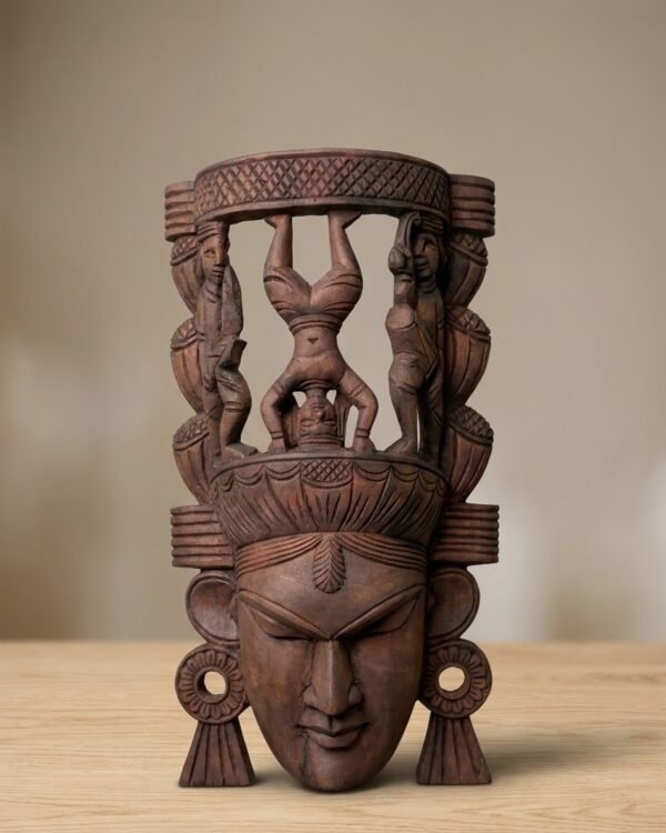 Tribal Mask – Gomira Art Sculpture (Gamahar Wood, H-18")