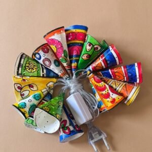 Ferry Light "A Symphony of Colors, Tradition, and Glow"- Tholu Bommalata Leather cone Light – 14 cone bulbs