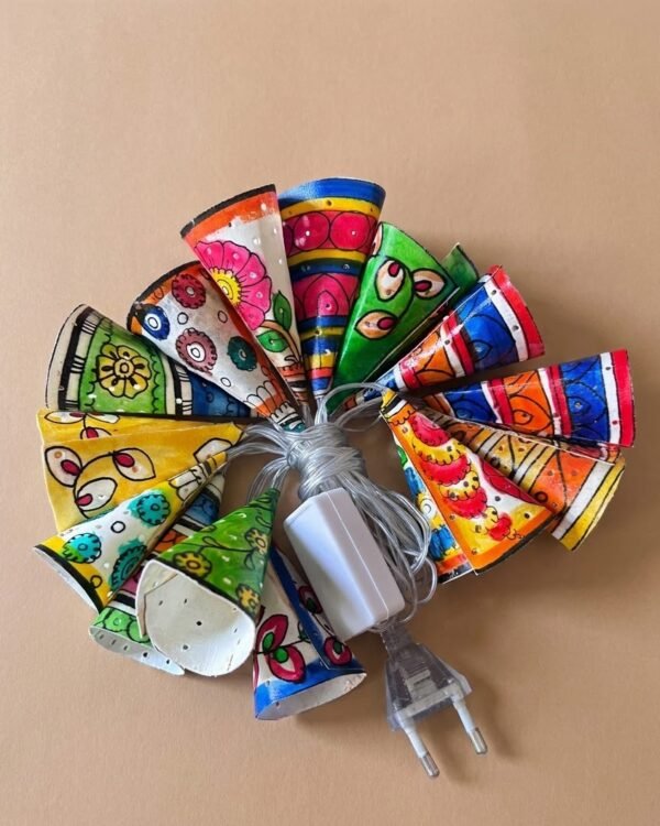 Ferry Light "A Symphony of Colors, Tradition, and Glow"- Tholu Bommalata Leather cone Light – 14 cone bulbs